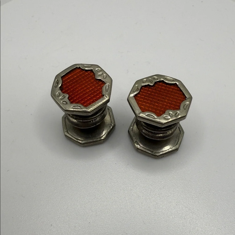 Baer & Wilde Sterling Art Deco Orange Enamel Cufflinks